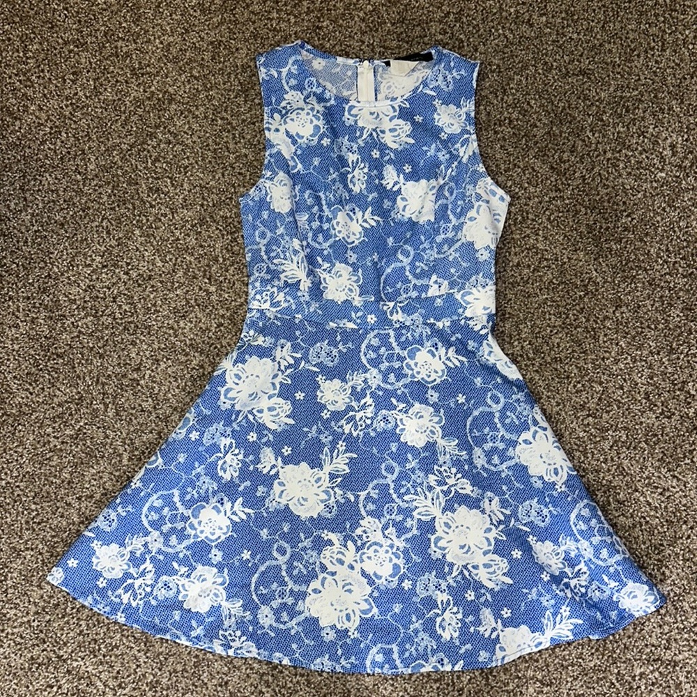 Blue and white floral dress